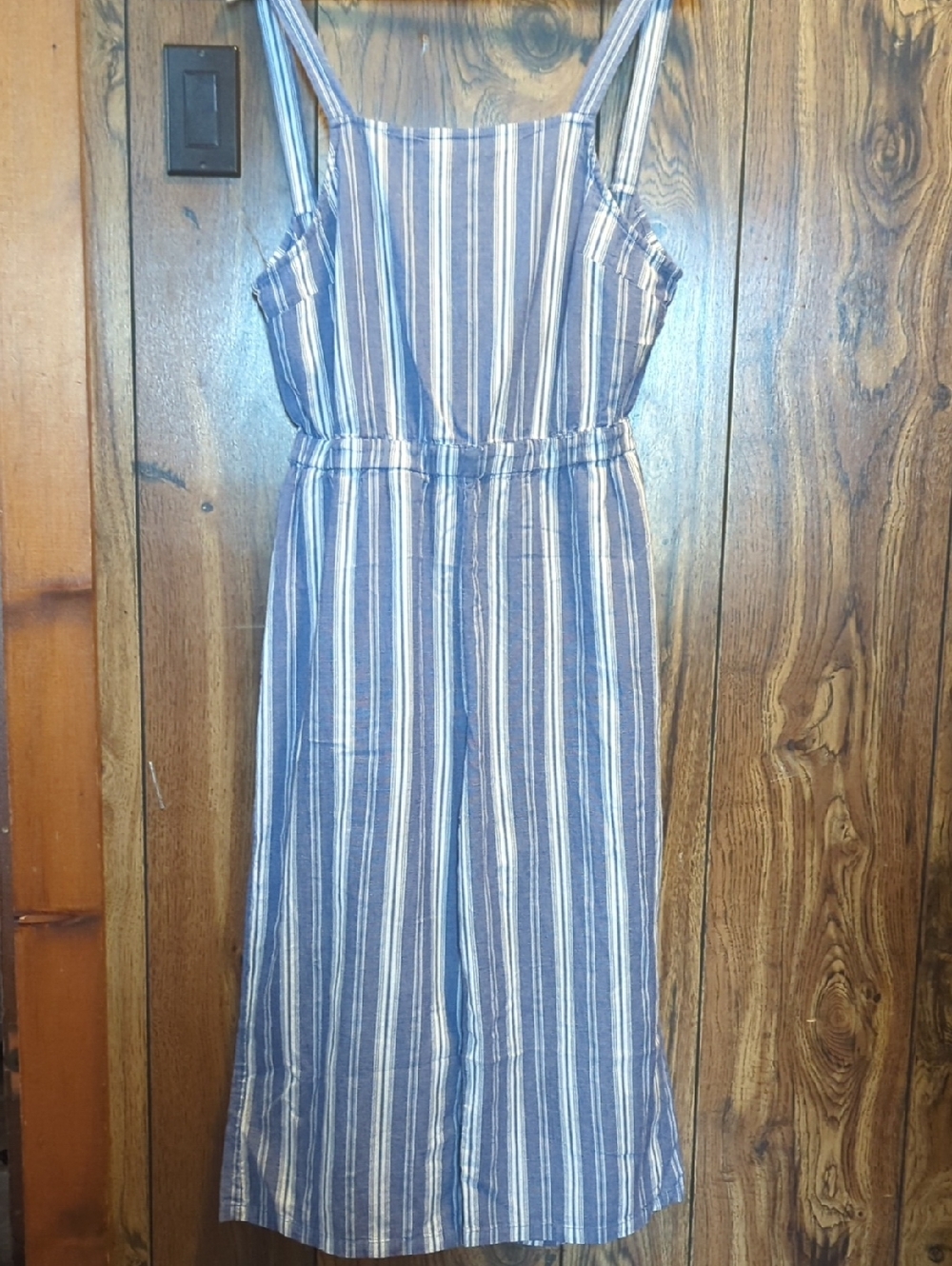 THREAD STORY Striped Blue Spaghetti-strap Jumpsuit Women's Size XL